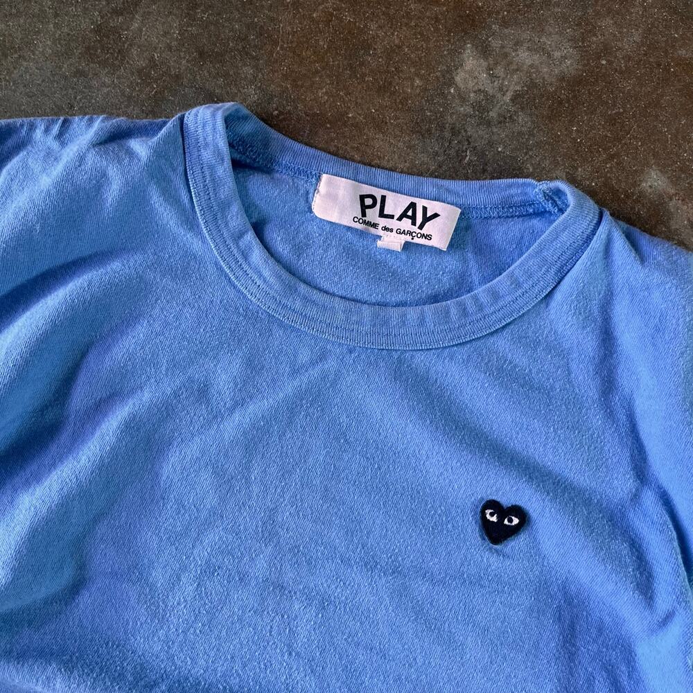 Comme des garçons blank youth large blue designer single stitch T-shirt